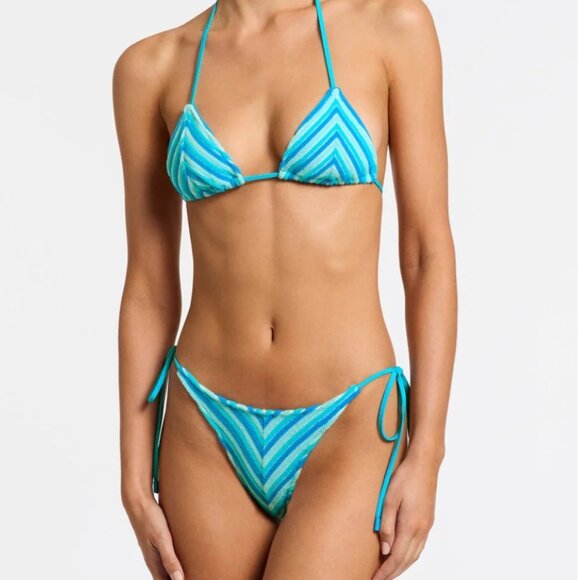 Triangl Swim Vinca Sour Stripe Blue Terry Bikini set - Picture 1 of 6